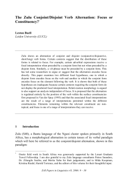 The Zulu Conjoint/Disjoint Verb Alternation: Focus or