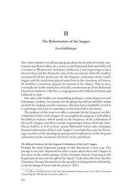 The Reformation of the Supper - Westminster Seminary California