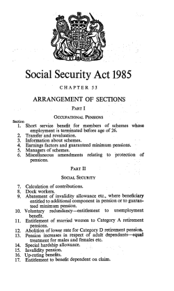 Social Security Act 1985