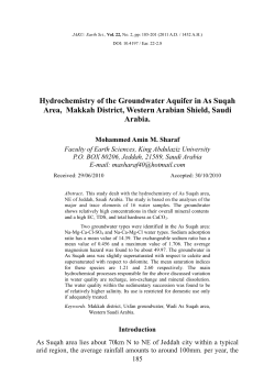 Hydrochemistry of the Groundwater Aquifer in As Suqah Area