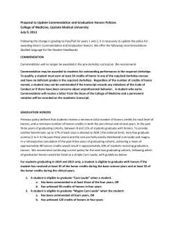 Proposal to Update Commendation and Graduation Honors Policies