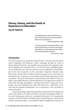 Disney, Dewey, and the Death of Experience in - Purdue e-Pubs