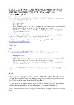 Guidelines for DIPLOMATIC AGENTS, CAREER CONSULS AND