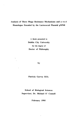 Analysis of Three Phage Resistance Mechanisms - DORAS