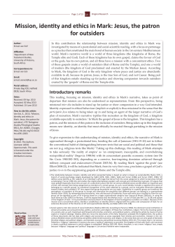 Mission, identity and ethics in Mark