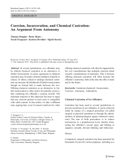 Coercion, Incarceration, and Chemical Castration: An Argument