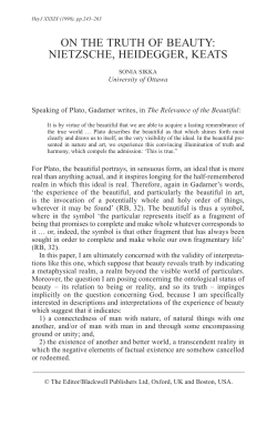 ON THE TRUTH OF BEAUTY: NIETZSCHE, HEIDEGGER, KEATS