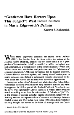 "Gentlemen Have Horrors Upon This Subject": West Indian Suitors in