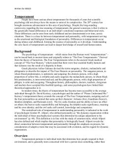 Temperament Background Overview.