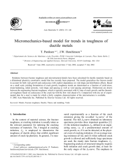 Micromechanics-based model for trends in toughness of ductile metals