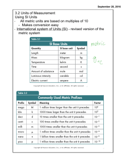 3.2 Units of Measurement Using SI Units · All metric units are based