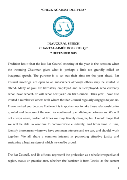 inaugural speech - The Bar Council