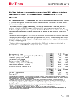 Rio Tinto 2016 half year results