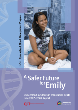 A safer future for Emily: Queensland incidents in transfusion (QiiT