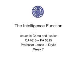 The Intelligence Function Week 7