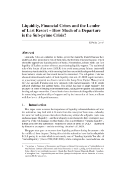 Liquidity, Financial Crises and the Lender of Last Resort &ndash; How