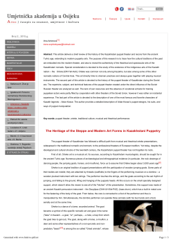 The Heritage of the Steppe and Modern Art Forms in Kazakhstani
