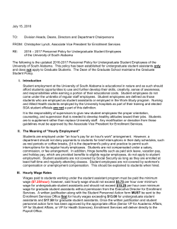 2016-2017 Personnel Policy for Student Employees of the University