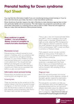 Prenatal testing for Down syndrome Fact Sheet