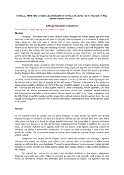 CRITICAL ANALYSIS OF NEO-COLONIALISM OF AFRICA AS