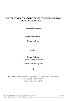 WATER STABILITY - WHAT DOES IT MEAN AND HOW DO YOU