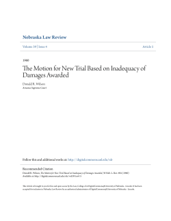 The Motion for New Trial Based on Inadequacy of Damages Awarded