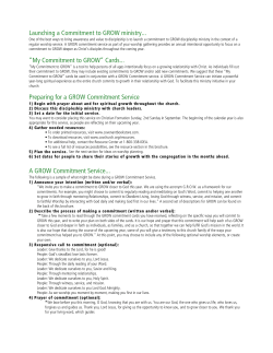 Launching a Commitment to GROW ministry