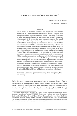 The Governance of Islam in Finland1