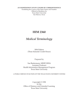 HIM 2360 Medical Terminology