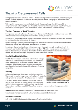 Thawing Cryopreserved Cells