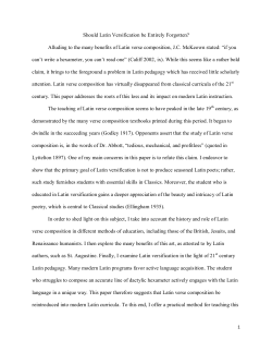 Should Latin Versification be Entirely Forgotten? Alluding to the