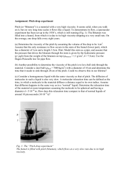 Assignment: Pitch drop experiment Pitch (or &ldquo;Bitumen&rdquo;) is a material