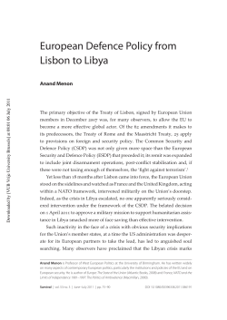 Menon 2011 European Defence Policy from Lisbon to Libya