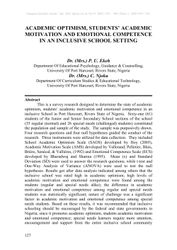 academic optimism, students` academic motivation and emotional