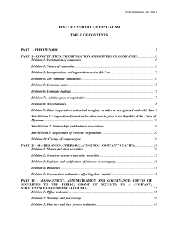 Myanmar Companies Law DRAFT version