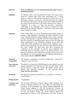 Indicator Status of ratification of a core international