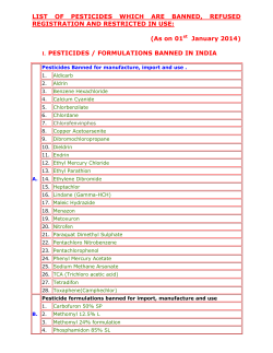 LIST OF PESTICIDES WHICH ARE BANNED