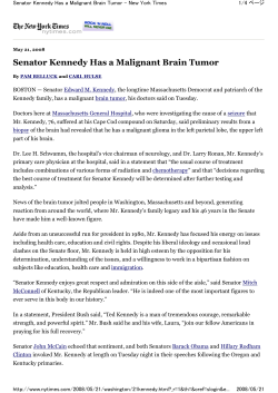 Senator Kennedy Has a Malignant Brain Tumor
