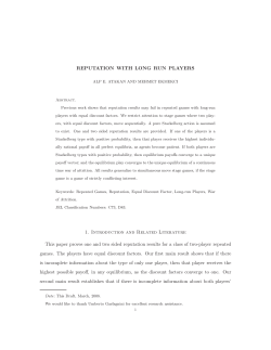 REPUTATION WITH LONG RUN PLAYERS 1. Introduction and