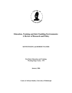 Education, Training and their Enabling Environments: A Review of