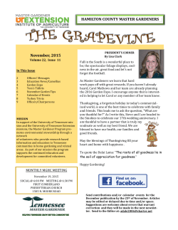 November, 2015 HAMILTON COUNTY MASTER GARDENERS