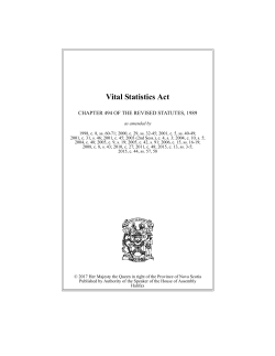 Vital Statistics Act - The Nova Scotia Legislature