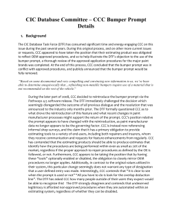 CIC Database Committee – CCC Bumper Prompt