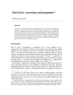 Paul Grice, reasoning and pragmatics