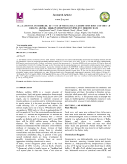 evaluation of antidiabetic activity of methanolic extracts of root and