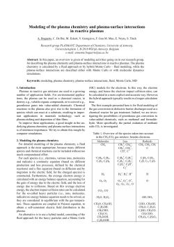Modeling of the plasma chemistry and plasma