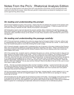 Notes From The Pros: Rhetorical Analysis