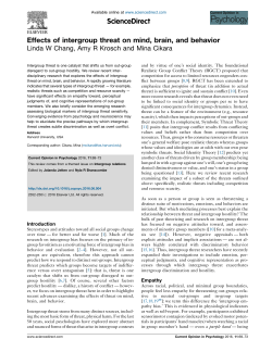 Effects of intergroup threat on mind, brain, and behavior.