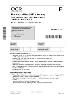 Question paper - Unit A171/01 - Modules C1, C2, C3