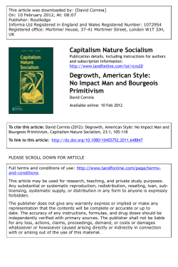 Degrowth, American Style: No Impact Man and Bourgeois Primitivism